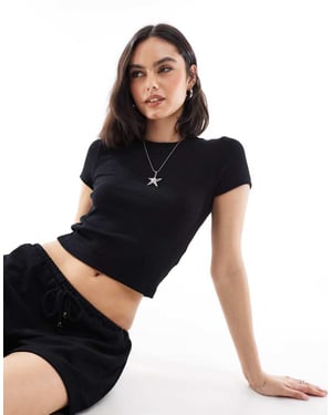 Cotton On lätt kort strandt-shirt i svart
