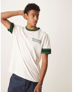 GANT grafisk ringad t-shirt i krämfärg