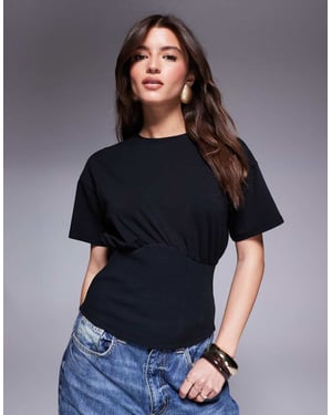 ASOS DESIGN t-shirt med samlad midja i svart