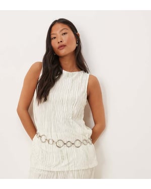 Vila Petite plisserad slits hals ärmlös topp set i ljus siltgrön batik