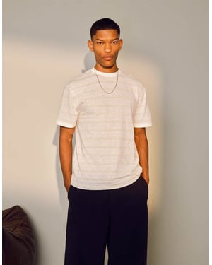 Topman klassisk passform slubrandig t-shirt i ecru