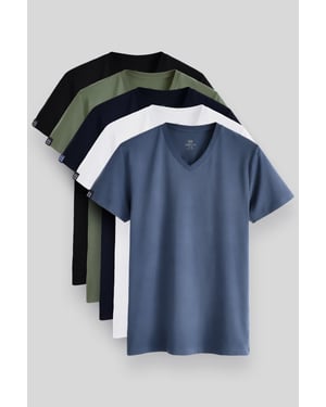 Heren Katoen Elastaan V-Hals T-Shirt