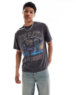 Jack & Jones oversize t-shirt med Pink Floyd-tryck på baksidan i grått