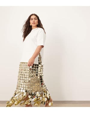 ARRANGE Curve futurist paljettdekorerad franskappad midikjol i guld