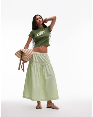 Topshop volang poplin hel kjol i grön