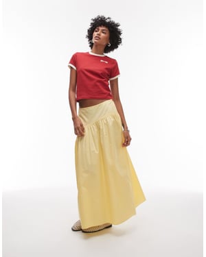 Topshop poplin fullskirt med böjd neddragen midja i gult