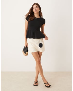 ASOS DESIGN linneblandning mini skort i stort prickmönster