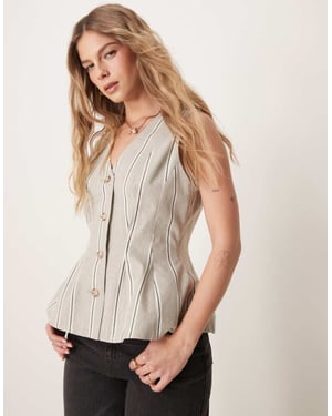 ASOS DESIGN peplum väst i beige randig