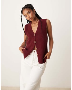 ASOS DESIGN slubstickad avslappnad passform väst i bordeaux