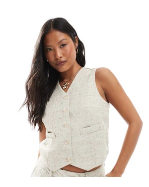 Vero Moda Petite skräddarsydd västset i havre