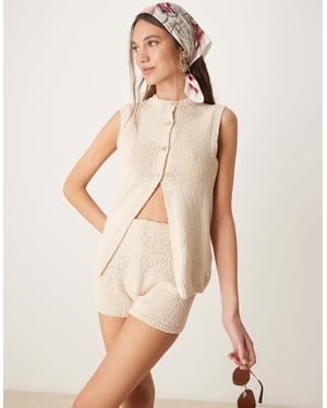ASOS DESIGN boucle stickad väst-set i ecru