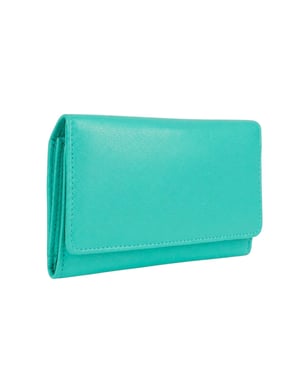 Women’s Genuine Leather RFID Purse Wallet in Turquoise
