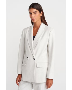 Oversized Long Crepe Blazer Jacket