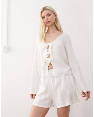 Noisy May linneblandning sidabandshorts i vitt