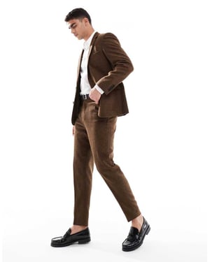 ASOS DESIGN ullblandning tapered kostymbyxor i mörkbrunt