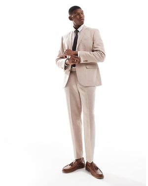 ASOS DESIGN tapered fit ullmix kostymbyxor i ljusrosa tweed