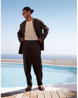 ASOS DESIGN oversized tapered lätta kostymbyxor i grått