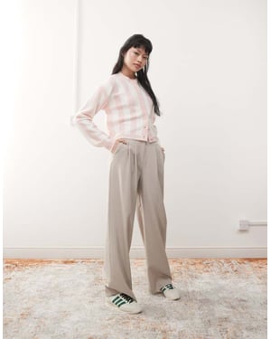 Miss Selfridge vida skräddarsydda byxor i beige randigt mönster