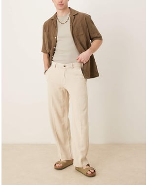 Abercrombie & Fitch baggy linneblandning byxa i beige