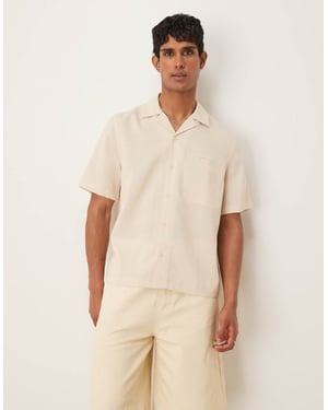 ASOS DESIGN boxig linne-look skjorta i regular fit i sten