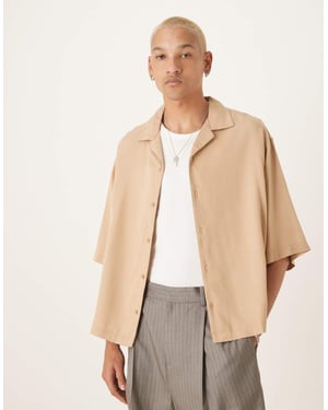 ASOS DESIGN premium oversized krage boxig skjorta i beige
