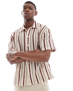 Jack & Jones virkad randig skjorta i beige