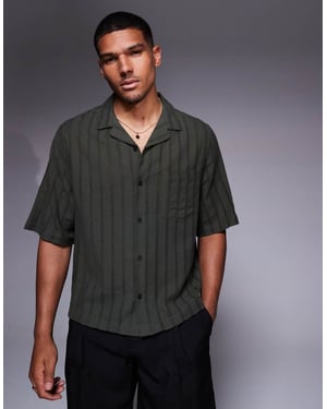 ASOS DESIGN boxy revere broderie skjorta i grön rand