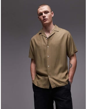 Topman kortärmad skjorta i khaki