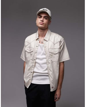 Dickies River Ranch västerländsk arbetskjorta i off white