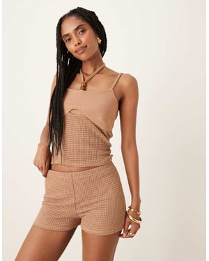 ASOS DESIGN co-ord virkad mikroshorts i mocha