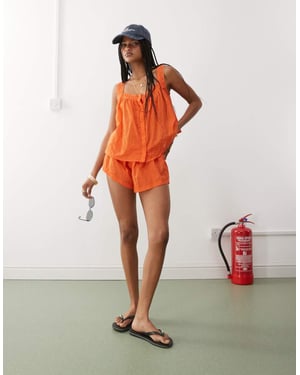 COLLUSION virkad strandshorts i orange - ORANGE