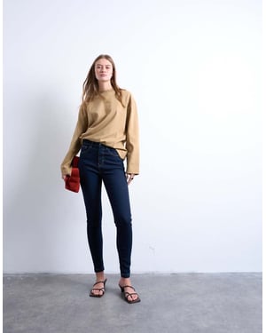 Topshop Jamie hög midja skinny jeans i indigo tvätt