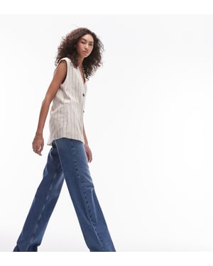Topshop Tall Ember low rise straight leg jean in mid blue
