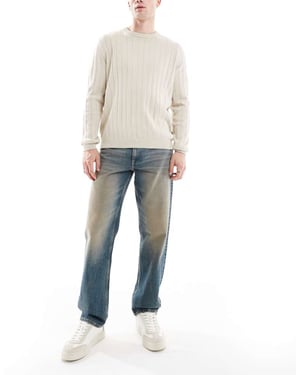 ASOS DESIGN raka jeans med toning i ljusblå tvätt