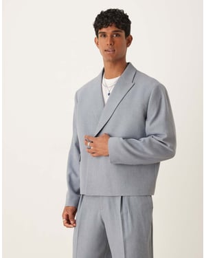 ASOS DESIGN dubbelknäppt boxy kostymjacka i blått