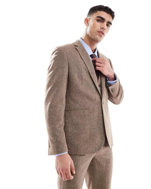 ASOS DESIGN smal ullblandning kavaj i beige