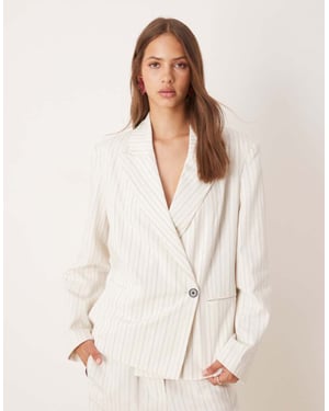 ASOS DESIGN oversized boxy blazer-set i linne med randar