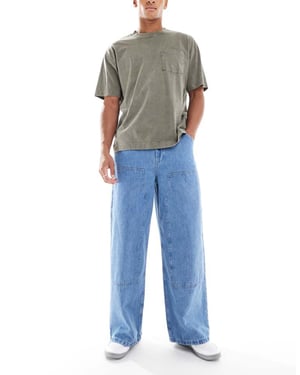 ASOS DESIGN super baggy snickarjeans i indigovask