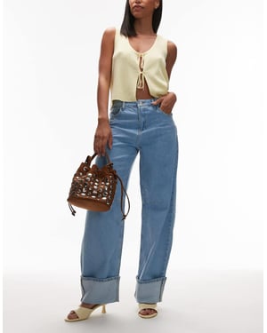 Topshop Barrel upprullad jeans i blekning