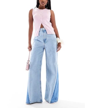 ASOS DESIGN högmidjade palazzojeans med revor och nedsläppt fåll