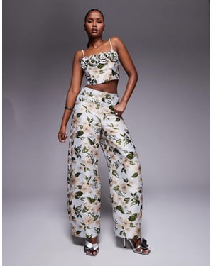 ASOS LUXE co-ord jacquard byxdress med blommönster