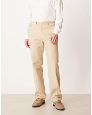 ASOS DESIGN smart raka byxor i stenfärgad linne-look