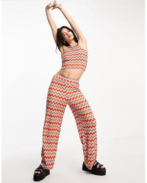Only boho straight leg trouser co-ord in multi zig zag print