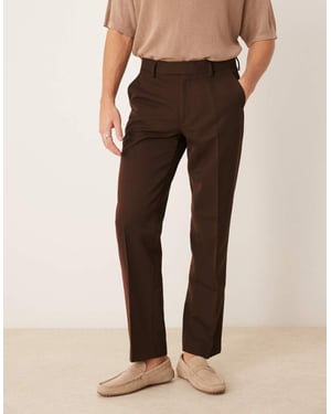 ASOS DESIGN smart raka byxor i brunt