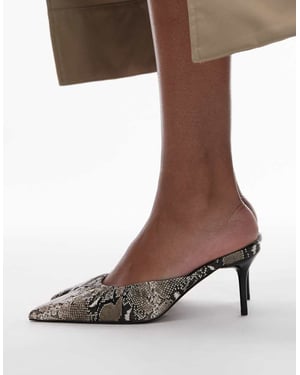 Topshop Dill rynkad slip-on mittklackade skor i ormskinnsprint