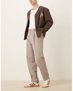 ASOS DESIGN smart oversized tapered byxor med frontveck i mörk sten