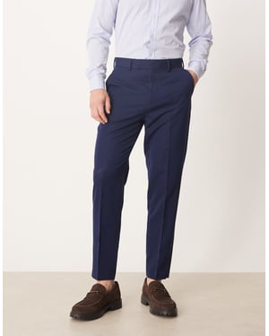 ASOS DESIGN smart tapered fit trousers in navy
