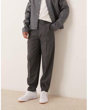 ASOS DESIGN smart oversized tapered trousers in charcoal check
