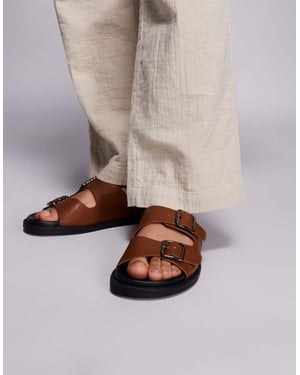 ASOS DESIGN tvåremmade sandaler i brunt