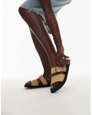 Topshop Kady vävd platt sandal med spänne i natur